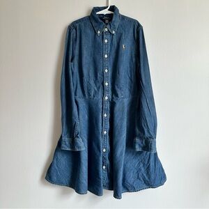 Polo by Ralph Lauren Girls Dark Blue Denim Dress Size 12